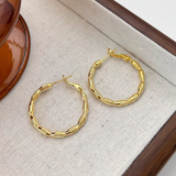 14K Gold-Plated Elegant Plain Hoop Earrings