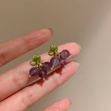 14K Gold-Plated Elegant Purple Grape Earrings