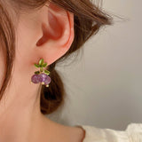 14K Gold-Plated Elegant Purple Grape Earrings