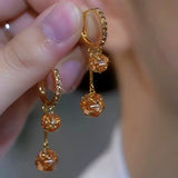 14K Gold-Plated Double Diamond Ball Earrings