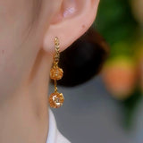 14K Gold-Plated Double Diamond Ball Earrings