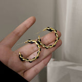 14K Gold-Plated Elegant Twist Braided Hoop Earrings