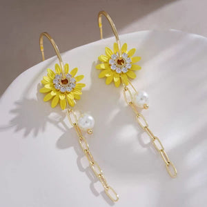 14K Gold-Plated Elegant Yellow Flower Earrings