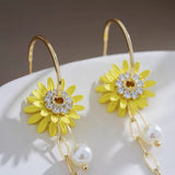 14K Gold-Plated Elegant Yellow Flower Earrings