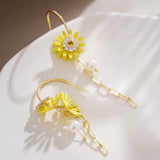 14K Gold-Plated Elegant Yellow Flower Earrings