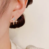 14K Gold-Plated Elegant Zircon Bling Star Studs