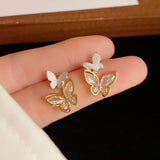 14K Gold-Plated Elegant Zircon Butterfly Earrings