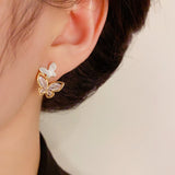 14K Gold-Plated Elegant Zircon Butterfly Earrings