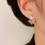 14K Gold-Plated Elegant Zircon Butterfly Earrings