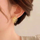 14K Gold-Plated Elegant Zircon Fireworks Stud Earrings