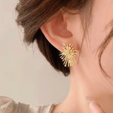 14K Gold-Plated Elegant Zircon Fireworks Stud Earrings