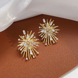 14K Gold-Plated Elegant Zircon Fireworks Stud Earrings