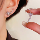 14K Gold-Plated Elegant Zircon Flower Crawler Earrings