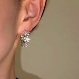 14K Gold-Plated Elegant Zircon Flower Earrings