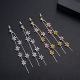 14K Gold-Plated Elegant Zircon Flower Earrings