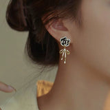 14K Gold-Plated Elegant Zircon Flower Earrings