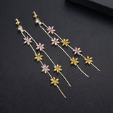 14K Gold-Plated Elegant Zircon Flower Earrings