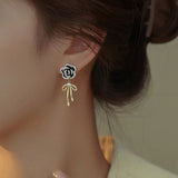 14K Gold-Plated Elegant Zircon Flower Earrings