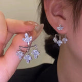 14K Gold-Plated Elegant Zircon Maple Leaf Earrings