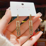 14K Gold-Plated Elegant Zircon Oil Drop Earrings