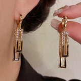 14K Gold-Plated Elegant Zircon Oil Drop Earrings