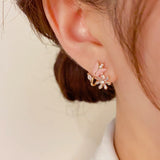 14K Gold-Plated Elegant Zircon Oil Drop Flower Stud Earrings