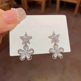 14K Gold-Plated Elegant Zircon Opal Flower Earrings