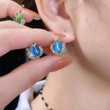 14K Gold-Plated Elegant Zircon Opal Tulip Flower Earrings