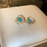 14K Gold-Plated Elegant Zircon Opal Tulip Flower Earrings