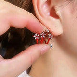 14K Gold-Plated Elegant Zircon Red Studs