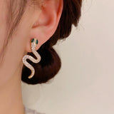 14K Gold-Plated Elegant Zircon Snake Earrings