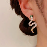 14K Gold-Plated Elegant Zircon Snake Earrings