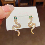 14K Gold-Plated Elegant Zircon Snake Earrings