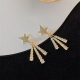 14K Gold-Plated Elegant Zircon Star Earrings