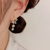 14K Gold-Plated Elegant Zircon Star Earrings