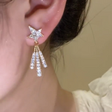 14K Gold-Plated Elegant Zircon Star Earrings