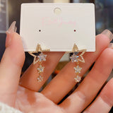 14K Gold-Plated Elegant Zircon Star Earrings