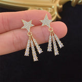 14K Gold-Plated Elegant Zircon Star Earrings