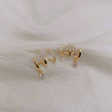 14K Gold-Plated Elegant Zircon Starburst Studs