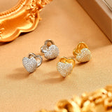 14K Gold-Plated Exquisite Diamond Heart-Design Earrings