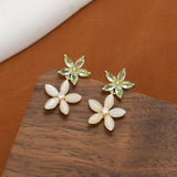 14K Gold-Plated Exquisite Opal Petal Flower Earrings