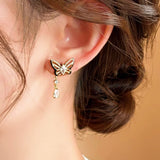 14K Gold-Plated Exquisite Zircon Butterfly Earrings