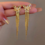 14K Gold-Plated Exquisite Zircon Butterfly Earrings