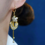 14K Gold-Plated Exquisite Zircon Yarn Flower Earrings