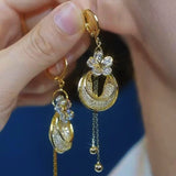 14K Gold-Plated Exquisite Zircon Yarn Flower Earrings