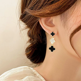 14K Gold-Plated Four-Leaf Clover Three-Flower Earrings