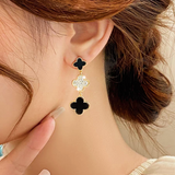 14K Gold-Plated Four-Leaf Clover Three-Flower Earrings