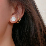 14K Gold-Plated Glaze Flower Earrings