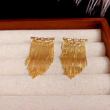 14K Gold-Plated Gold Bamboo Drop Earrings