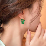 14K Gold-Plated Green Agate Earrings